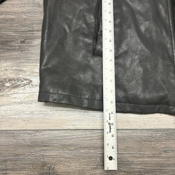 Dockers Gray Mens 2XLT Faux Leather Diamond Quilt Lined Zip Up Bomber Jacket EUC - Picture 8 of 9